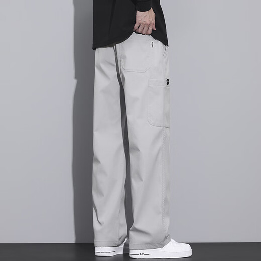 File Taiping Official Website Fang Ship Store Flag 2025 Spring and Summer New Men's Casual Trousers Working Pants Straight Loose Wide Legs z9856 Light Gray FN M