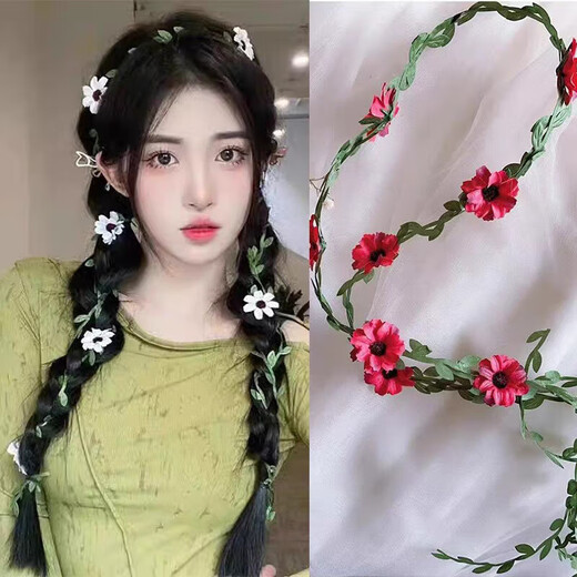 Super fairy garland headband headband girl princess forest simulation rattan flower headband cute girl head flower 4# flower garland--purple garland