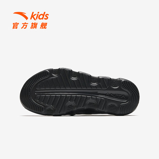 ANTA Children's Sandals Men's Big Children's Shoes 2025 Summer New Outdoor River Tracing Shoes Baotou Sports Hole Beach Shoes Classic Black-4 35