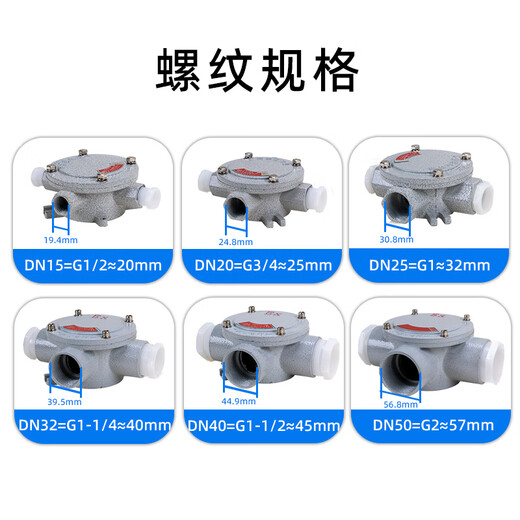 Explosion-proof junction box cast aluminum AH waterproof DN20 three-way four-way explosion-proof box junction box over-the-wire box terminal box IIC simple model (with heart) D type four flat certificate complete 6 points DN20G3/4