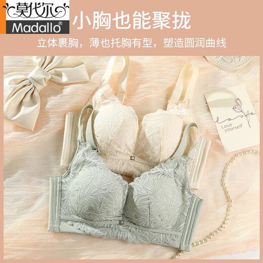 Sous-vêtements modaux pour les femmes en été, grands seins, petits minces, respirants, petits seins, petits seins, soutien-gorge en dentelle en latex anti-agitation, gris 70a 32