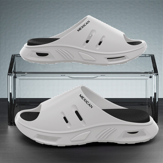 Scarecrow Sports Slippers Men's Air Cushion Shock-Absorbing Four Seasons Home Outdoor Wear Beach Non-Slip Sliding Sandals White 42-43