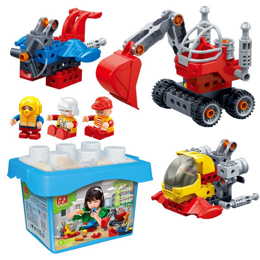 Bangbao Variety Engineering Vehicle Tournevis Eccavatrice Cranche Grue Boule de particules LEGO Bustruction Blocy Toys's Toys 9721-Aircraft 17 Porte 1 poupée