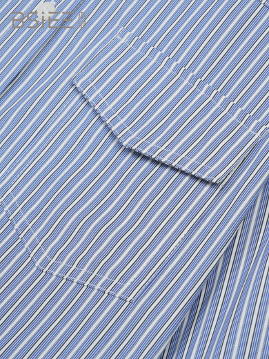 BSIEEBSiEE 2025 winter new classic striped casual pocket design lapel long-sleeved shirt Navy M