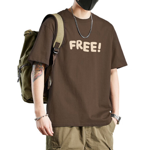 Juro por la camiseta pesada de la camiseta de manga corta de Guangdong, impresión simple versátil, holgazán de manga de mangas a media manga-1585 corta.