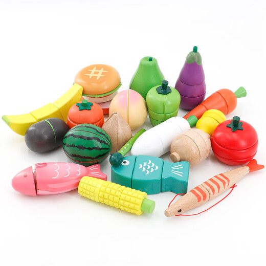 Las nuevas frutas, verduras, mariscos, mariscos, masticables, masticables, de madera, la casa de madera, la casa de juego, la combinación de juegos de cumpleaños, sandía magnética