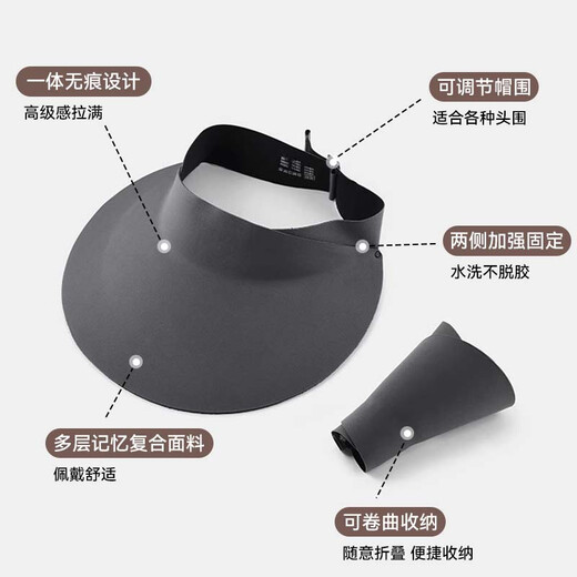 FitonTon遮阳帽男夏季防紫外线户外太阳帽无痕一体冰丝空顶帽大帽檐运动帽