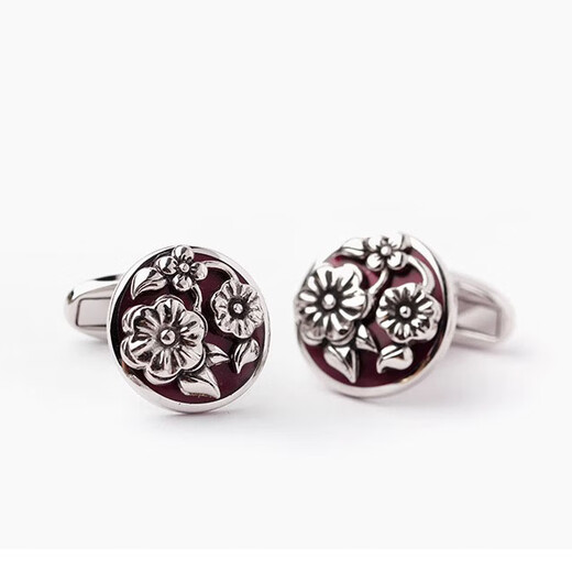 NOSSKISS new Chinese style exquisite retro handmade three-dimensional flower enamel cufflinks men's birthday gift engraved birthday gift gift purple gift box