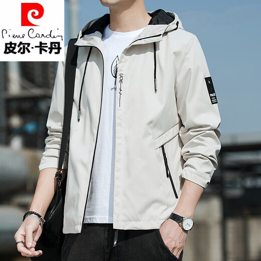 皮尔卡丹（pierre cardin）春装外套男士2025年春夏季连帽薄款青年宽松夹克短款色褂子 K12131黑色 M 【建议100-110斤】