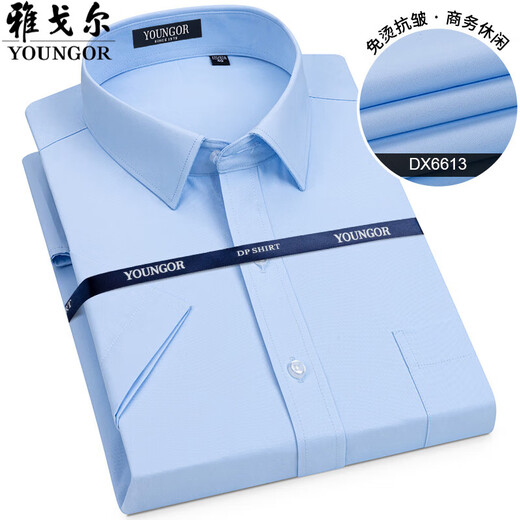 PDG Yageol Shirt à manches courtes pour hommes Pure Coton Business Casual Formal Wear professionnel Shirt DX6630 38 suggéré 110-115jin [Jin est égal à 0,5 kg]