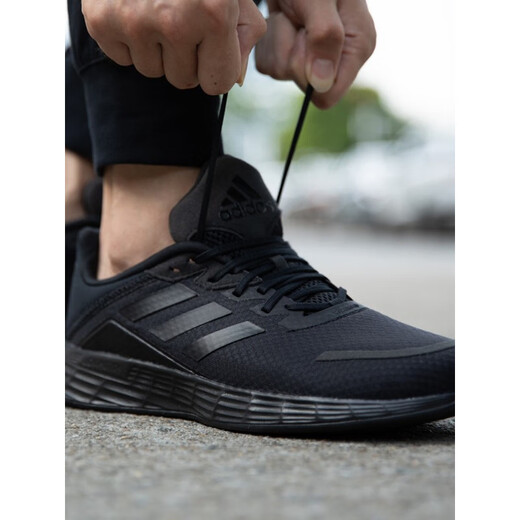 Adidas men's and women's shoes for summer new breathable sports shoes lightweight wear-resistant couple's shock-cushioned black warrior running shoes JQ9717 counter genuine 36