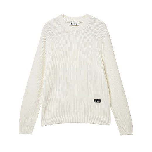 JACK&JONES Men's 25th Autumn and Winter Sweater Men's Trendy Round Neck Sweater Machine Washable Pullover Bottoming Sweater Milk White A42 M 175