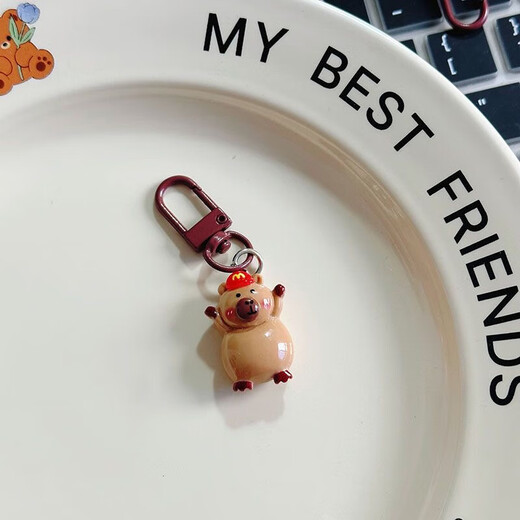 Mignon Kapibala Keychain Pendant Student Schoolbag Cartoon Hanging Ornement Girl Accessoires Accessoires pour le meilleur ami 3 forfaits (modèle aléatoire)