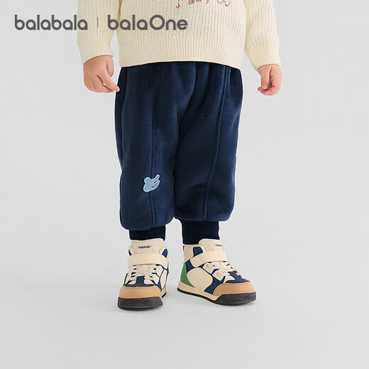 Balabala children's clothing baby trousers plus velvet warm leggings 2025 new winter clothing boys and girls pants cute sports pants