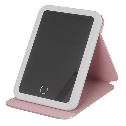 Color-changing LED portable makeup mirror with light, foldable Internet celebrity female super long battery life supplementary light travel mirror ins style vanity mirror LED three-color light CK44 Snowflake-white CK45 4K mirror without light model