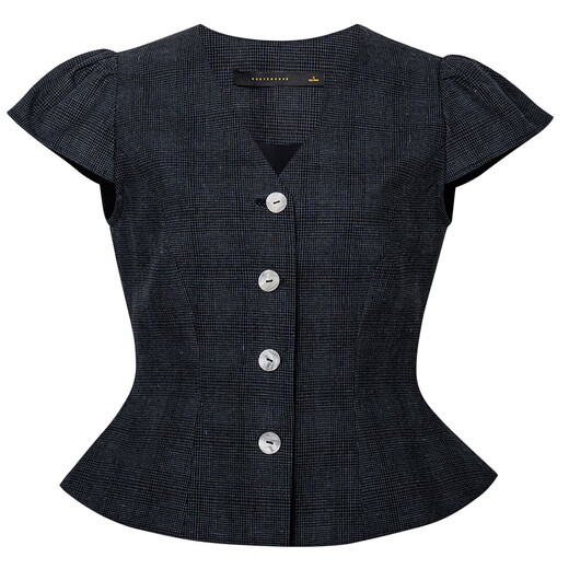 Roeyshouse Roe Intellektueller V-Ausschnitt Taille Plaid-Hemd für Frauen 2025 Sommer neuer Stil French Puff Ärmel 12117 Plaid M.