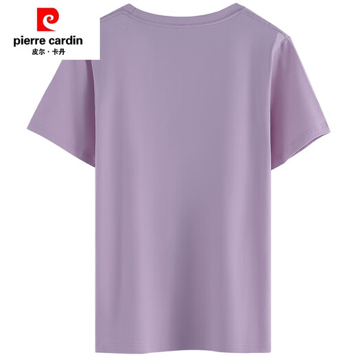 皮尔卡丹（PIERRE CARDIN）香芋紫色纯棉短袖t恤女宽松流行正肩洋气体恤夏装2025新款上衣潮 6172烟熏紫 短袖 M (建议80-105斤)