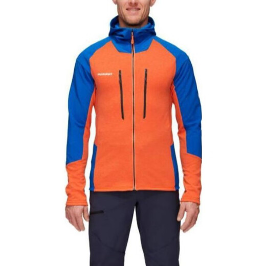 猛犸象MAMMUT 猛犸象Eiswand品牌Logo印花拼色连帽长袖夹克外套 蓝橘拼色 XL
