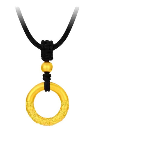 Ji Bochi gold-plated silver-plated safety buckle pendant empty G24K gold color tight-hook transfer bead braided necklace for men and women, Xiangyun buckle small version, default black rope 0.2