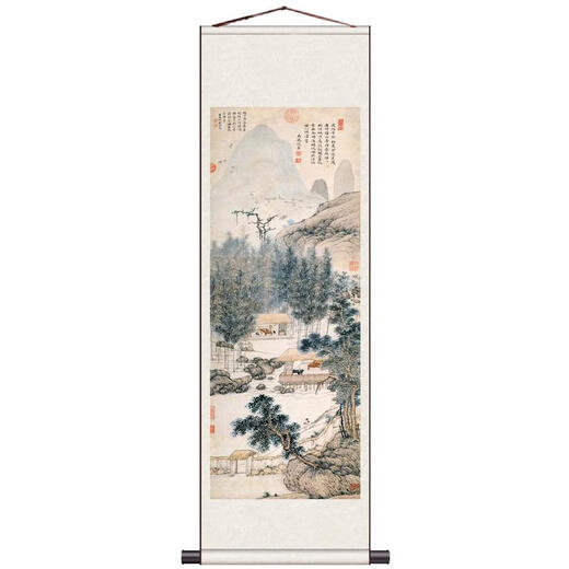 三栖虎国画竹子翠鸟仿古卷轴画茶楼装饰丝绸画挂画板桥竹字条幅名家字画 板桥竹 (2) 8030卷轴画心丝绢