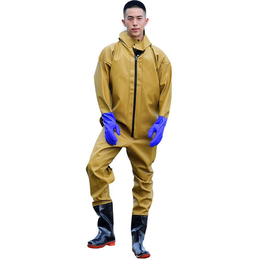 Full-body waders, waterproof clothing, rain pants, thickened and wear-resistant, men's one-piece half-body fishing pants, fishing leather fork pants, whole body black thickened version (cuffs) 46