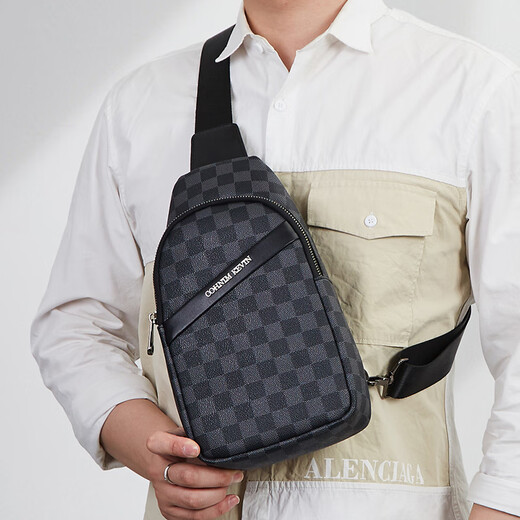 Cohnim Kevin Luxury Herren Chest -Tasche ein Schulter -Crosskörper Tailentasche Outdoor Sport kleiner Rucksack Geschenk für den Freund meines Mannes Chinesisches Valentinstag Geschenk C701 Plaidmuster [modisch und vielseitig] 8