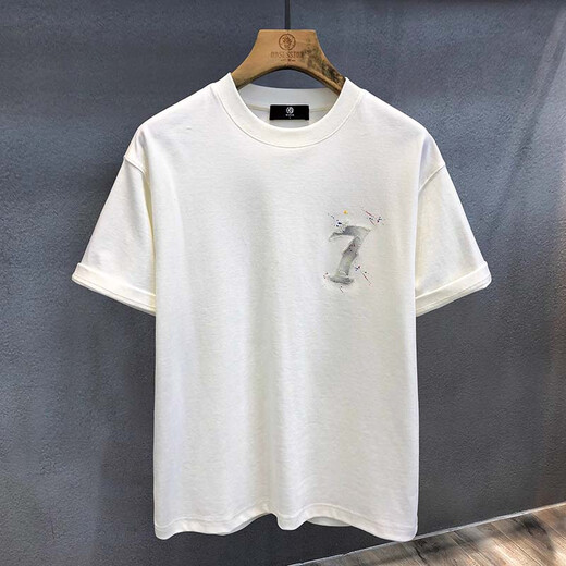 Jeep Spirit Echt Jeep High-End-Kurzärärmel-Männer personalisierte Tinten-Embroidered-T-Shirt für Männer 2025 Sommer Lose American Top Men 6630 White T-Shirt M Größe 90-120jin [Jin entspricht 0,5 kg]