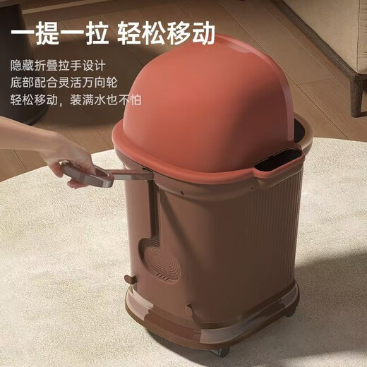 Royalstar foot bath over-the-knee foot bath heated automatic massage foot bath constant temperature fully automatic electric foot bath fumigation household deep bucket flush knee foot bath bucket as a gift for parents 75CM leak protection device leak protection plug + warm knee pads + medicine delivery package shower surfing calf + hidden handle + upgraded drain pipe