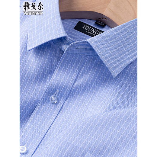 雅戈尔旗舰官方店格子款短袖衬衫中年夏季商务男装免烫抗皱职场柔顺亲肤 DX6626 44 【180-195斤】