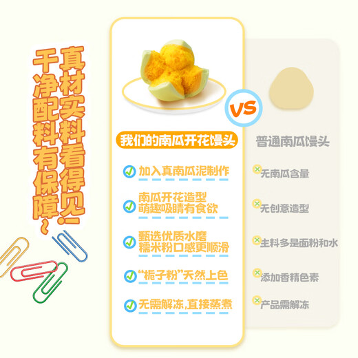 广州酒家利口福 南瓜开花馒头270g*3袋 18个 儿童早餐 包子馒头 速食食品 面点