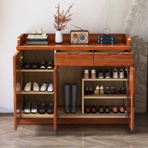 Yuemu Journey all-solid wood shoe cabinet home entrance entrance cabinet storage cabinet integrated wall-mounted economical large-capacity storage cabinet 3-door shoe cabinet
