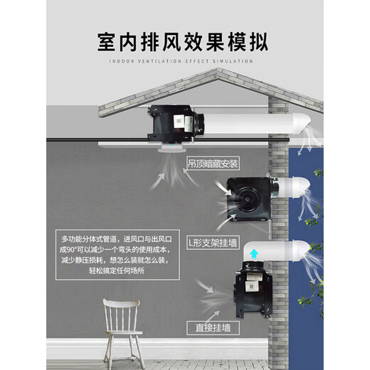 
Pipe fan split exhaust fan one to two exhaust fan hotel bathroom ventilation fan exhaust fan DPT10-11150 air volume takeover 100/free