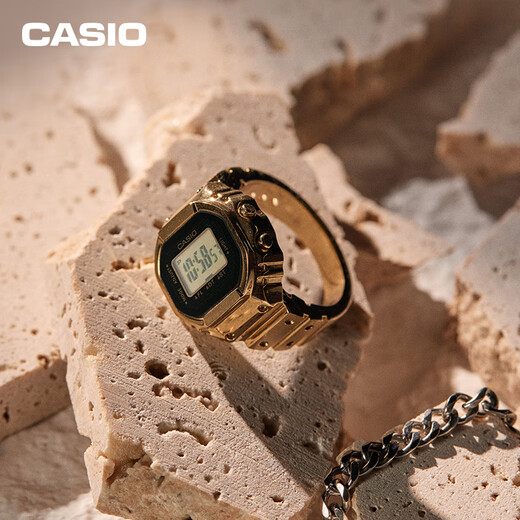 CASIO Limited Ring Watch Gift Box LCD Display LED Lighting 50th Anniversary Gold Casio Cube CRW-001G-9PR Gold