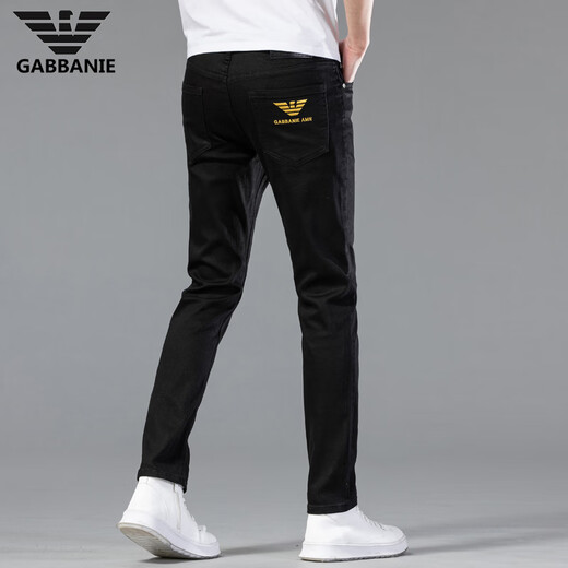 Armanibr armani jeans d'été masculin slim droit pantalon à la mode noir élastique 683 noir 33