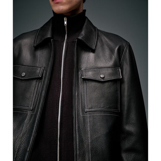 PeaceBird Men's Clothing [Jacket de cuero real] Chaqueta para hombres Top informal de invierno