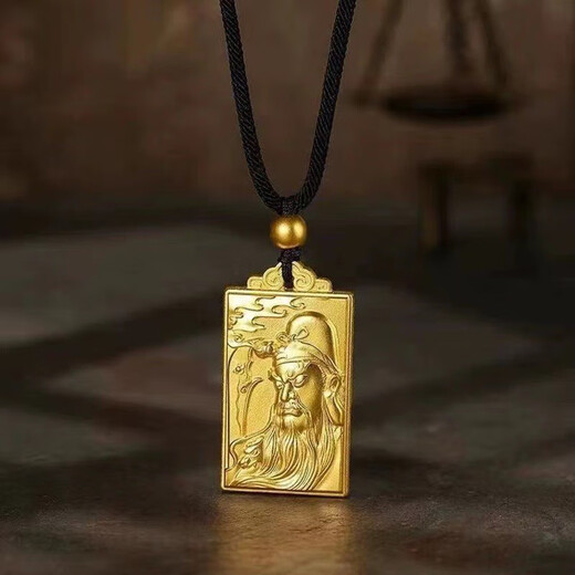 Qian Sheng Yuan Lao Phoenix 999 South Africa Sikkim Flame Guanyin Pendant Imitation 18K Gold Men and Women Model Guan Gong Necklace Pendant Long-lasting Flame Maitreya Buddha Pendant Free Black Lao Fengxiang Quality