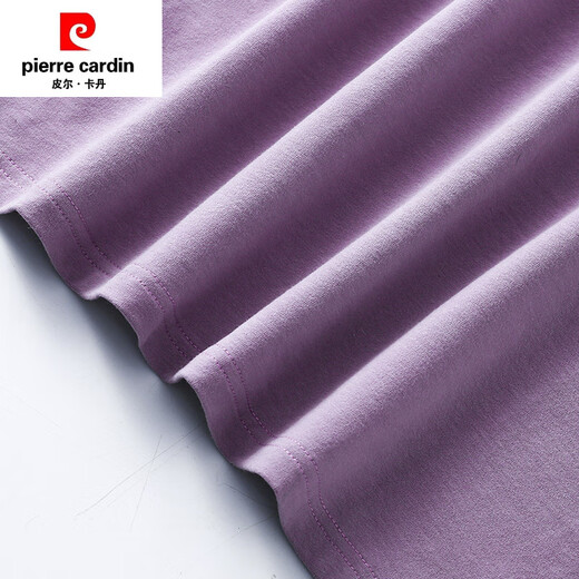 皮尔卡丹（PIERRE CARDIN）香芋紫色纯棉短袖t恤女宽松流行正肩洋气体恤夏装2025新款上衣潮 6172烟熏紫 短袖 M (建议80-105斤)