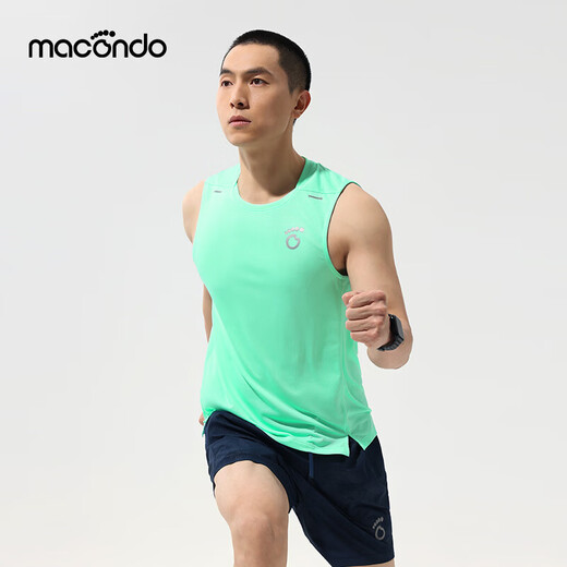 马孔多（macondo）运动背心3代吸湿速干透气跑步训练夜跑反光防磨 清新薄荷 男 XL