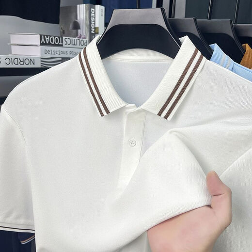 TTPMER2025 Sommer-Männer-Polo-Shirt kurzärmelig und vielseitig die oberste halbe Ärmlichkeit Paul T-Shirt Internet Promi-Shirt 9866# hellgrau 3xl 56/185