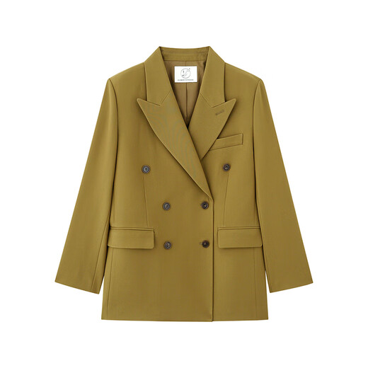 Lu Qingyi original Yuran retro blazer women's spring and autumn high-end gun lapel casual suit olive green (warmer green-brown) M Wear for photos