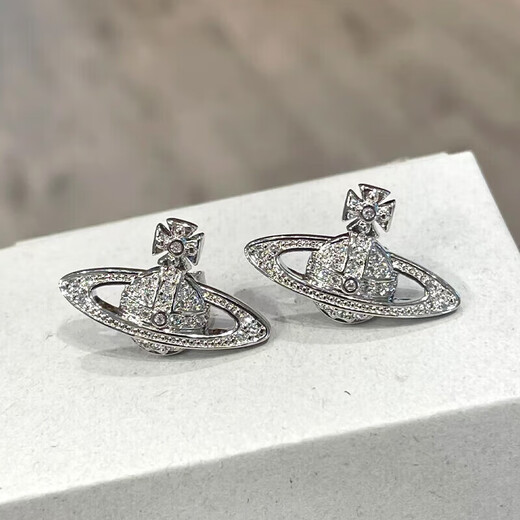 VVIENNE WESTLOCK counter genuine SF gift box Western Queen Mother Saturn pendant earrings light luxury high-end couple earrings silver Saturn earrings