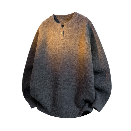 Kuraishi Kazuki American pineapple check Henry collar sweater men's autumn and winter loose casual warm trendy versatile base layer beige L