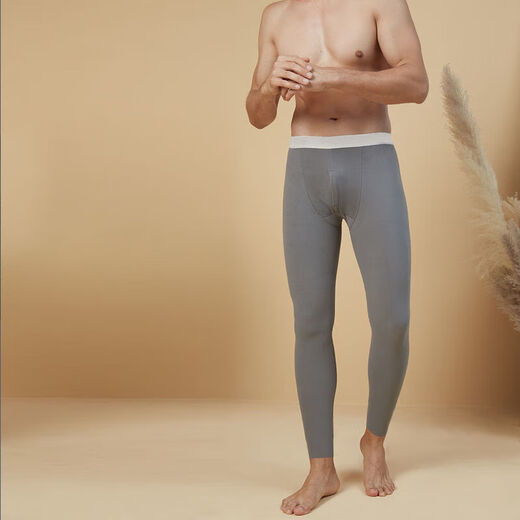 Thin Autumn and Winter Men's Large Size Warm Pants Autumn Pants Slim Fit Young and Middle-aged Students Leggings YSH Milk Silk Single Pants Men - Black - Seamless 2XL