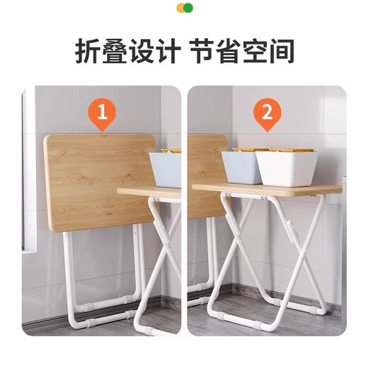 Dining table, computer table, foldable table, student study table, desk, home office desk, simple bedroom bedside table, solid wood color + white frame - 60*40*70 - thickened and reinforced