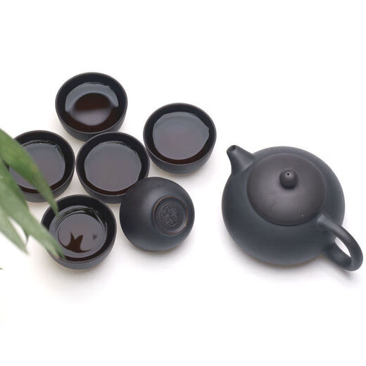 Zisha Kung Fu Tea Set Small Set Dry Infusion Plate Teapot Cover Bowl Cup Tea Tray Home Convenient to Carry Complete Set for Travel Bamboo Square Plate Comes with One Pot and Four Cups