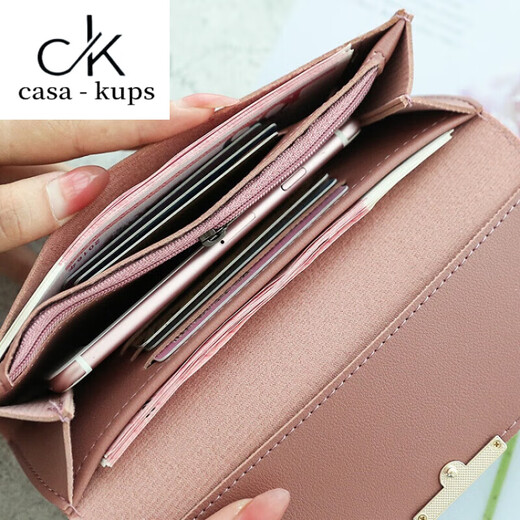 Casa-kupsck2025 Nueva billetera japonesa y coreana Mujer femenina Gran capacidad Posición múltiple Color sólido simple Versión actualizada de cuero de cuero y materia amarilla versátil