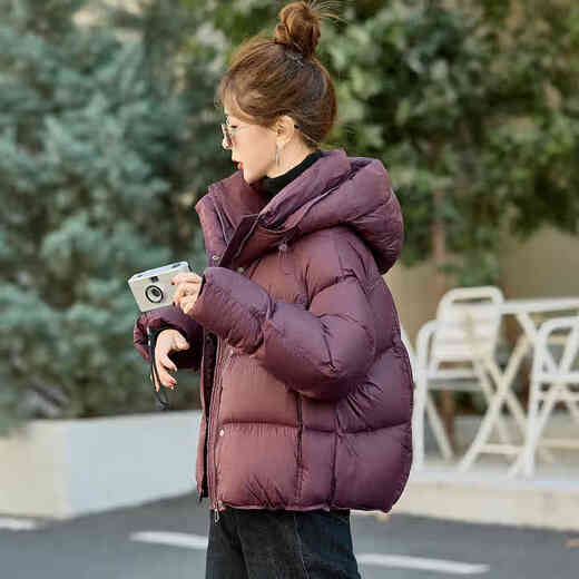LISM shopping mall same model high-end down jacket puff down jacket women's style popular today for small people thickened warm bread glacier white S recommended 100-125 Jin Jin equals 0.5 kg