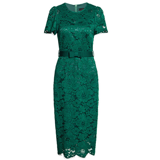 Roeyshouse Royyshouse Temperamento Manga de hojaldre Vestido verde 2025 Summer NUEVA FALLA CLACE-UP SLIM FALDE 12242 Verde S