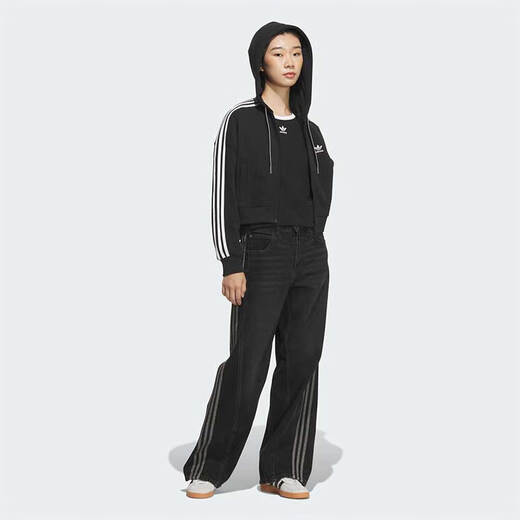 阿迪达斯 （adidas）618三叶草女装春季新款复古穿搭短款运动连帽夹克外套 JM8056_主图款 XS