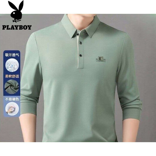 Playboy Spring and Summer New Counter Men's Long Sleeve Lapel Loose T-shirt POLO Middle-aged Business Casual Sweatshirt 9918 Navy [Long Sleeve] L 170 Suggestions 110-130Jin [Jin equals 0.5 kg]